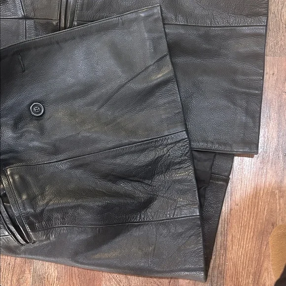Express Black Leather Double-Breasted Jacket - Picture 6 of 16